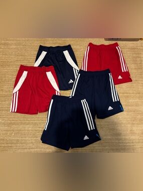 adidas Entrada soccer shorts - Navy and Red with White Trim